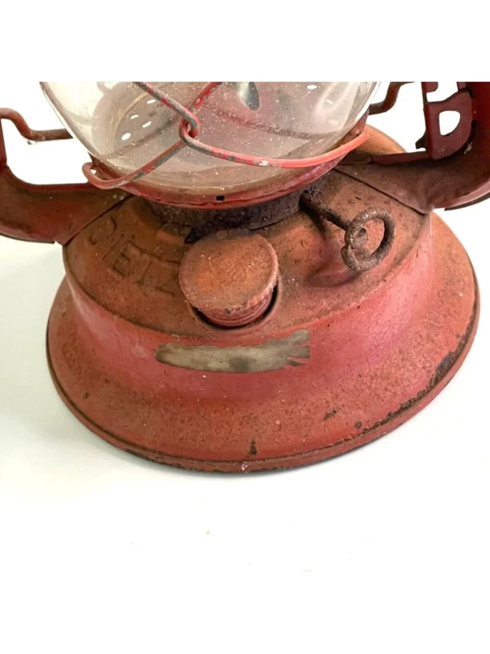 Vintage Dietz No 20 Junior Red Kerosene Lantern Original clear Globe No Dents